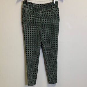 Soho Black and Green Patterned Cropped Pants